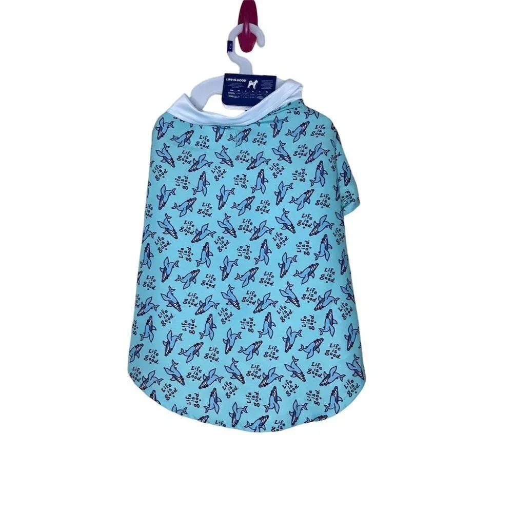 Dog Shirt XL Blue Shark Print High Visibility Button-Up